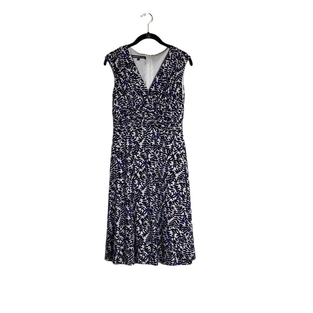 Jones Wear Sleeveless Navy/White  Polyester Business Casual Print Dress Size 8